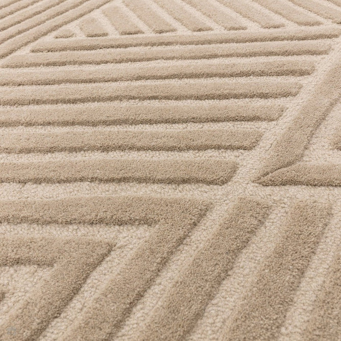 Hague Modern Plain Geometric Hand-Carved Hi-Low 3D Ridged Cut & Loop Pile Textured Wool Taupe Rug-Asiatic Carpets-Rug Love - The Most Loved Rug Store