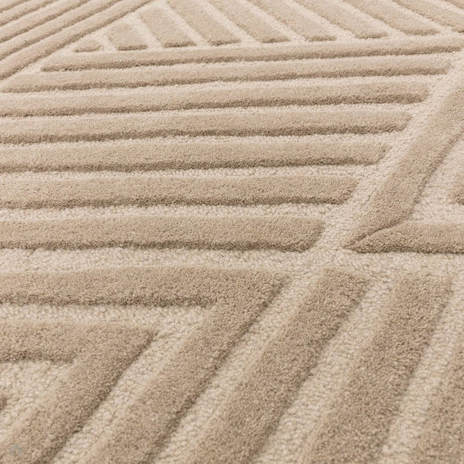 Hague Modern Plain Geometric Hand-Carved Hi-Low 3D Ridged Cut & Loop Pile Textured Wool Taupe Rug-Asiatic Carpets-Rug Love - The Most Loved Rug Store