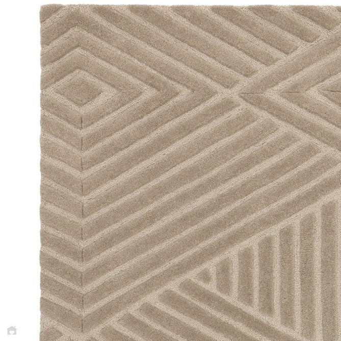 Hague Modern Plain Geometric Hand-Carved Hi-Low 3D Ridged Cut & Loop Pile Textured Wool Taupe Rug-Asiatic Carpets-Rug Love - The Most Loved Rug Store