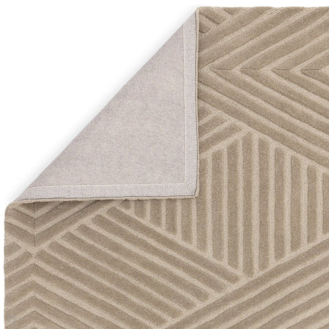 Hague Modern Plain Geometric Hand-Carved Hi-Low 3D Ridged Cut & Loop Pile Textured Wool Taupe Rug-Asiatic Carpets-Rug Love - The Most Loved Rug Store