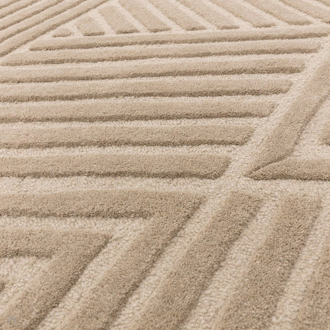 Hague Modern Plain Geometric Hand-Carved Hi-Low 3D Ridged Cut & Loop Pile Textured Wool Taupe Rug-Asiatic Carpets-Rug Love - The Most Loved Rug Store
