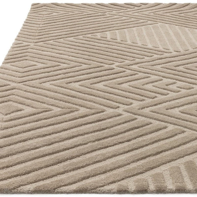 Hague Modern Plain Geometric Hand-Carved Hi-Low 3D Ridged Cut & Loop Pile Textured Wool Taupe Rug-Asiatic Carpets-Rug Love - The Most Loved Rug Store