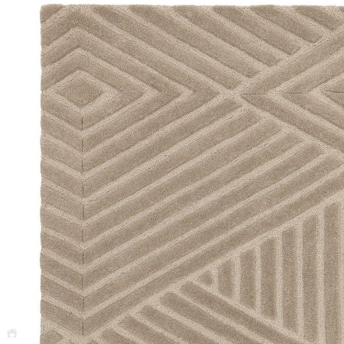Hague Modern Plain Geometric Hand-Carved Hi-Low 3D Ridged Cut & Loop Pile Textured Wool Taupe Rug-Asiatic Carpets-Rug Love - The Most Loved Rug Store