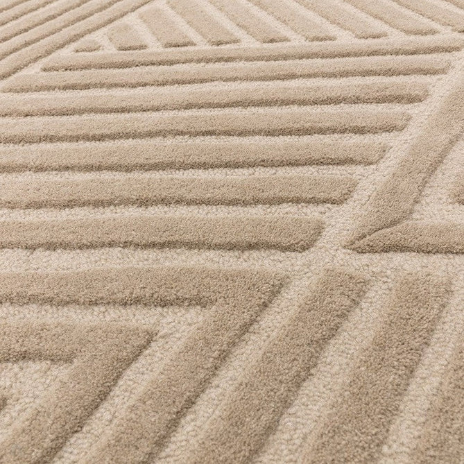 Hague Modern Plain Geometric Hand-Carved Hi-Low 3D Ridged Cut & Loop Pile Textured Wool Taupe Rug-Asiatic Carpets-Rug Love - The Most Loved Rug Store