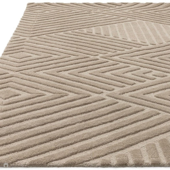 Hague Modern Plain Geometric Hand-Carved Hi-Low 3D Ridged Cut & Loop Pile Textured Wool Taupe Rug-Asiatic Carpets-Rug Love - The Most Loved Rug Store