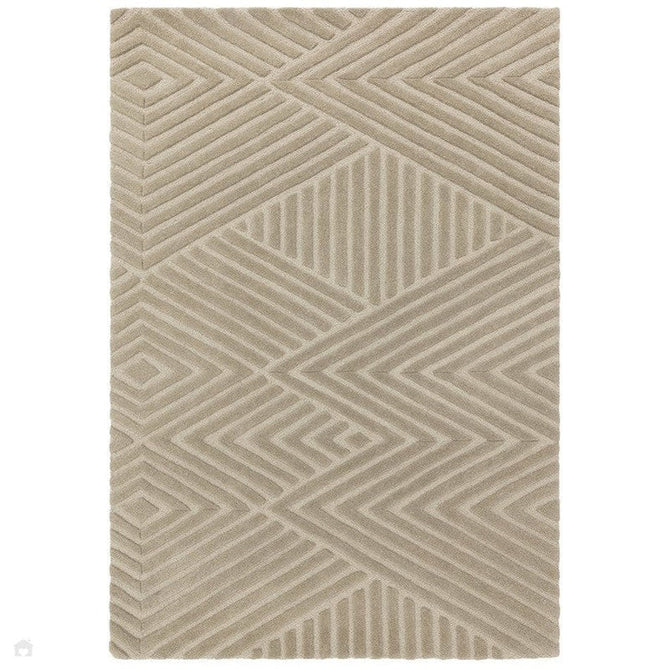 Hague Modern Plain Geometric Hand-Carved Hi-Low 3D Ridged Cut & Loop Pile Textured Wool Taupe Rug-Asiatic Carpets-Rug Love - The Most Loved Rug Store