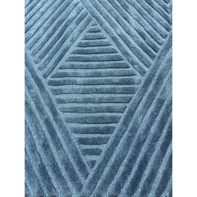 Hague Modern Plain Geometric Hand-Carved Hi-Low 3D Ridged Cut & Loop Pile Textured Wool Teal Rug-Asiatic Carpets-Rug Love - The Most Loved Rug Store