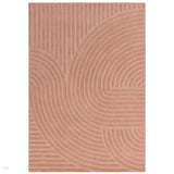 Hague Modern Plain Geometric Hand-Carved Hi-Low 3D Ridged Cut & Loop Textured Wool Blush Rug
