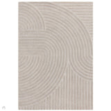 Hague Modern Plain Geometric Hand-Carved Hi-Low 3D Ridged Cut & Loop Textured Wool Muted Grey Rug 120 x 170 cm