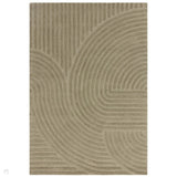 Hague Modern Plain Geometric Hand-Carved Hi-Low 3D Ridged Cut & Loop Textured Wool Sage Rug