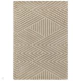 Hague Modern Plain Geometric Hand-Carved Hi-Low 3D Ridged Cut & Loop Textured Wool Taupe Rug