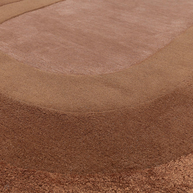 Halo Modern Plain Graduating Ombre Hand-Carved Hi-Low Textured Matt Wool Contrast Viscose Shimmer Border Clay Brown Oval Rug-Asiatic Carpets-Rug Love - The Most Loved Rug Store