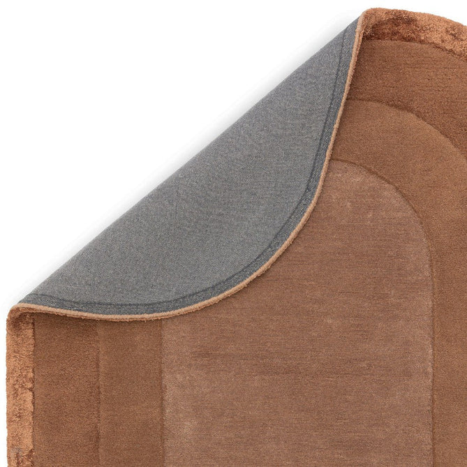 Halo Modern Plain Graduating Ombre Hand-Carved Hi-Low Textured Matt Wool Contrast Viscose Shimmer Border Clay Brown Oval Rug-Asiatic Carpets-Rug Love - The Most Loved Rug Store