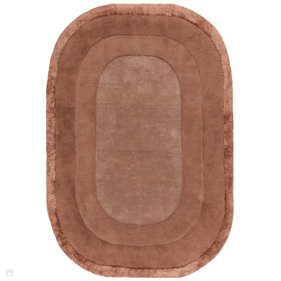 Oval Clay Rust Rug On Sale Halo Modern Plain Graduating Ombre Hand-Carved Hi-Low Textured ...
