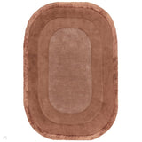 Halo Modern Plain Graduating Ombre Hand-Carved Hi-Low Textured Matt Wool Contrast Viscose Shimmer Border Clay Brown Oval Rug