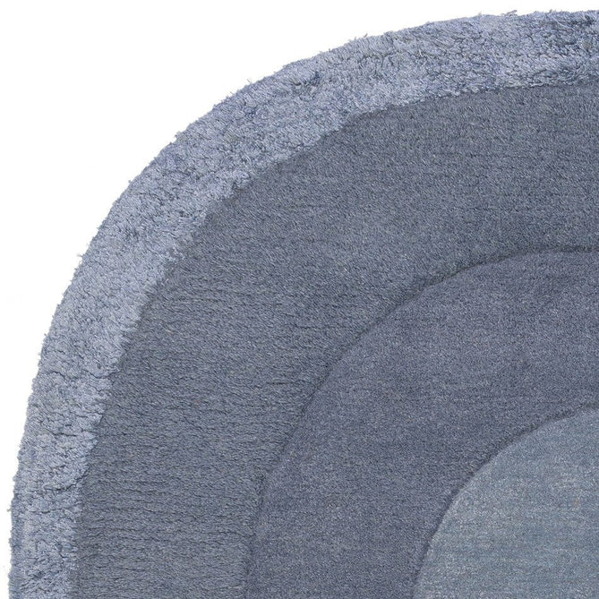Halo Modern Plain Graduating Ombre Hand-Carved Hi-Low Textured Matt Wool Contrast Viscose Shimmer Border Denim Blue Oval Rug-Asiatic Carpets-Rug Love - The Most Loved Rug Store