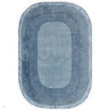 Halo Modern Plain Graduating Ombre Hand-Carved Hi-Low Textured Matt Wool Contrast Viscose Shimmer Border Denim Blue Oval Rug