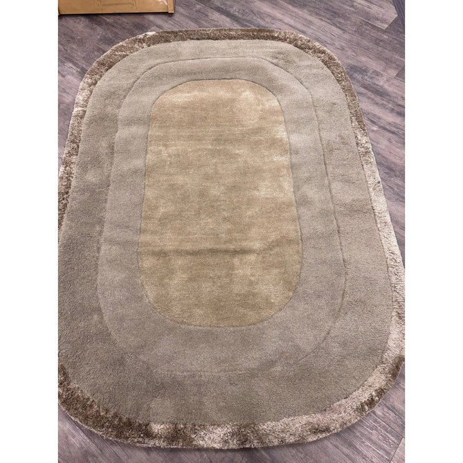 Halo Modern Plain Graduating Ombre Hand-Carved Hi-Low Textured Matt Wool Contrast Viscose Shimmer Border Sage Green Oval Rug-Asiatic Carpets-Rug Love - The Most Loved Rug Store