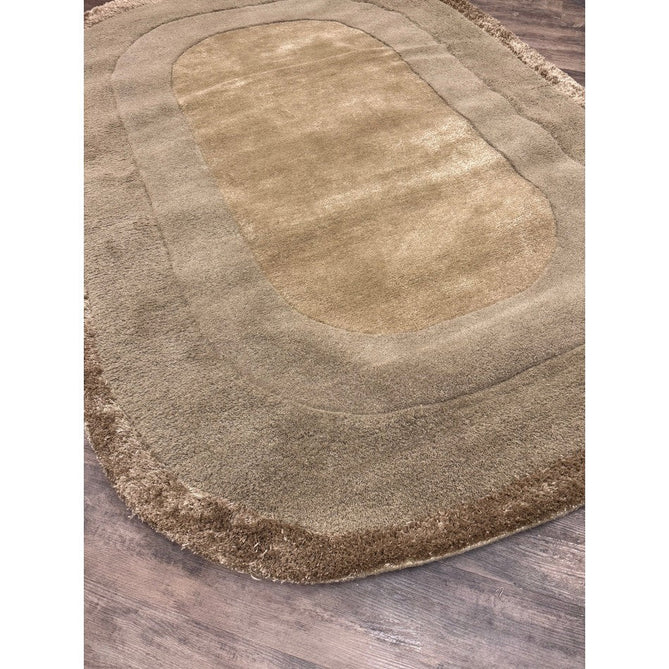 Halo Modern Plain Graduating Ombre Hand-Carved Hi-Low Textured Matt Wool Contrast Viscose Shimmer Border Sage Green Oval Rug-Asiatic Carpets-Rug Love - The Most Loved Rug Store