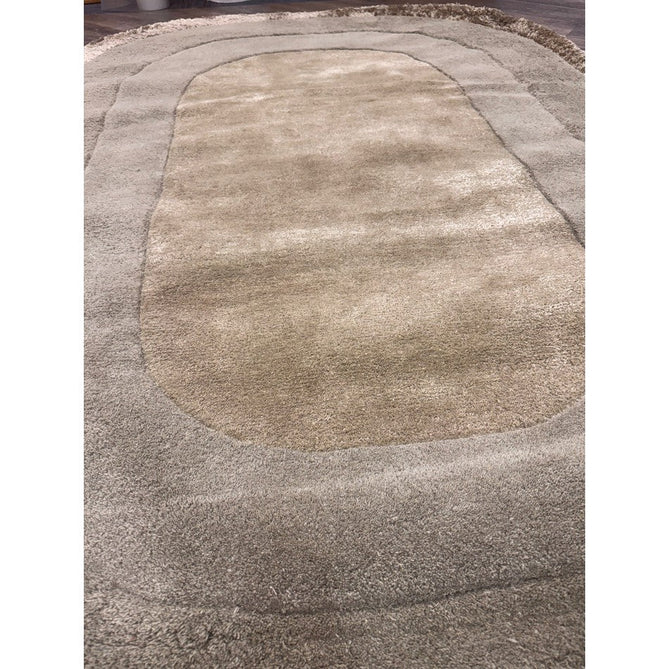 Halo Modern Plain Graduating Ombre Hand-Carved Hi-Low Textured Matt Wool Contrast Viscose Shimmer Border Sage Green Oval Rug-Asiatic Carpets-Rug Love - The Most Loved Rug Store
