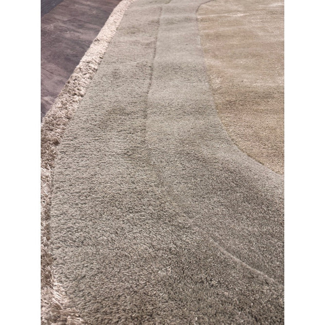 Halo Modern Plain Graduating Ombre Hand-Carved Hi-Low Textured Matt Wool Contrast Viscose Shimmer Border Sage Green Oval Rug-Asiatic Carpets-Rug Love - The Most Loved Rug Store