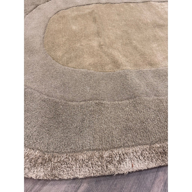 Halo Modern Plain Graduating Ombre Hand-Carved Hi-Low Textured Matt Wool Contrast Viscose Shimmer Border Sage Green Oval Rug-Asiatic Carpets-Rug Love - The Most Loved Rug Store