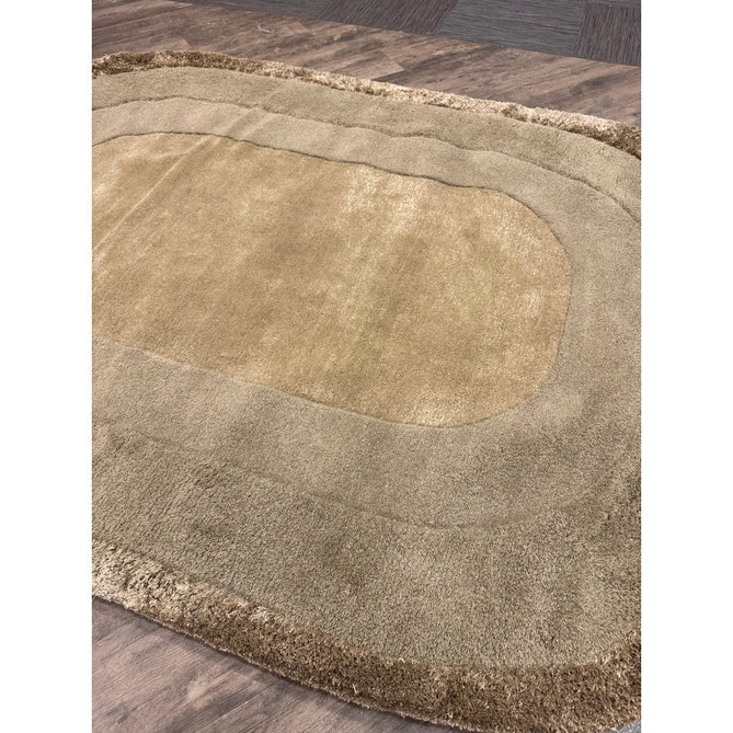 Halo Modern Plain Graduating Ombre Hand-Carved Hi-Low Textured Matt Wool Contrast Viscose Shimmer Border Sage Green Oval Rug-Asiatic Carpets-Rug Love - The Most Loved Rug Store