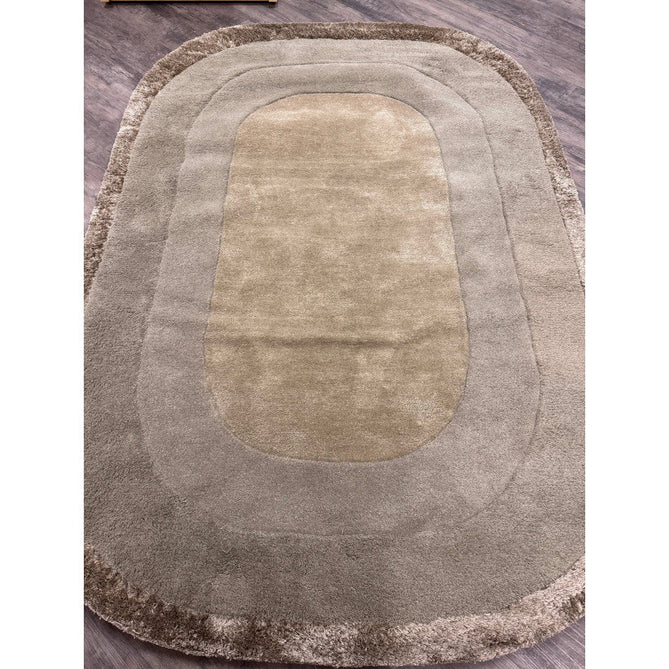Halo Modern Plain Graduating Ombre Hand-Carved Hi-Low Textured Matt Wool Contrast Viscose Shimmer Border Sage Green Oval Rug-Asiatic Carpets-Rug Love - The Most Loved Rug Store