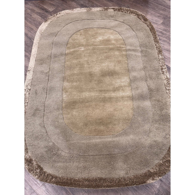 Halo Modern Plain Graduating Ombre Hand-Carved Hi-Low Textured Matt Wool Contrast Viscose Shimmer Border Sage Green Oval Rug-Asiatic Carpets-Rug Love - The Most Loved Rug Store