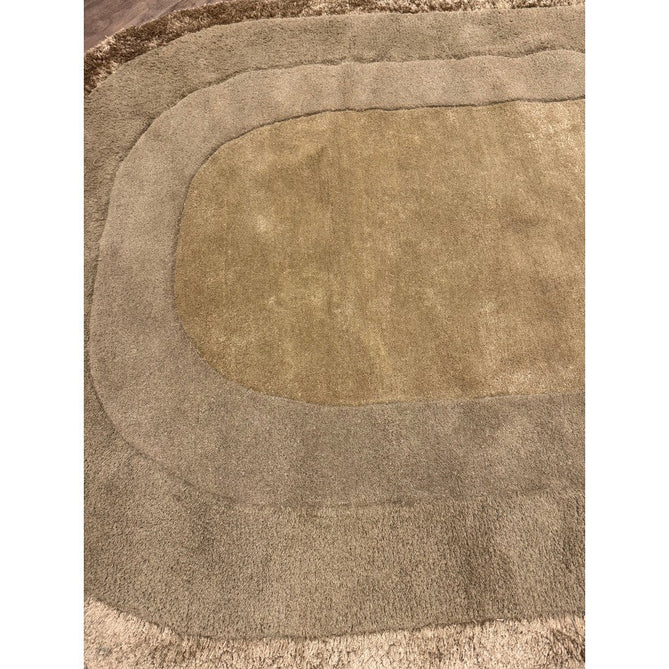 Halo Modern Plain Graduating Ombre Hand-Carved Hi-Low Textured Matt Wool Contrast Viscose Shimmer Border Sage Green Oval Rug-Asiatic Carpets-Rug Love - The Most Loved Rug Store