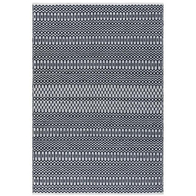 Halsey Modern Geometric Durable Stain-Resistant Weatherproof Flatweave In-Outdoor Black Rug-Asiatic Carpets-Rug Love - The Most Loved Rug Store