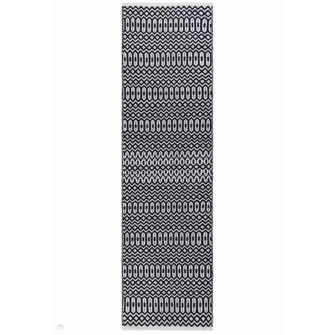 Halsey Modern Geometric Durable Stain-Resistant Weatherproof Flatweave In-Outdoor Black Runner-Asiatic Carpets-Rug Love - The Most Loved Rug Store