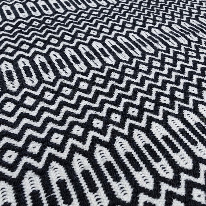 Halsey Modern Geometric Durable Stain-Resistant Weatherproof Flatweave In-Outdoor Black Runner-Asiatic Carpets-Rug Love - The Most Loved Rug Store