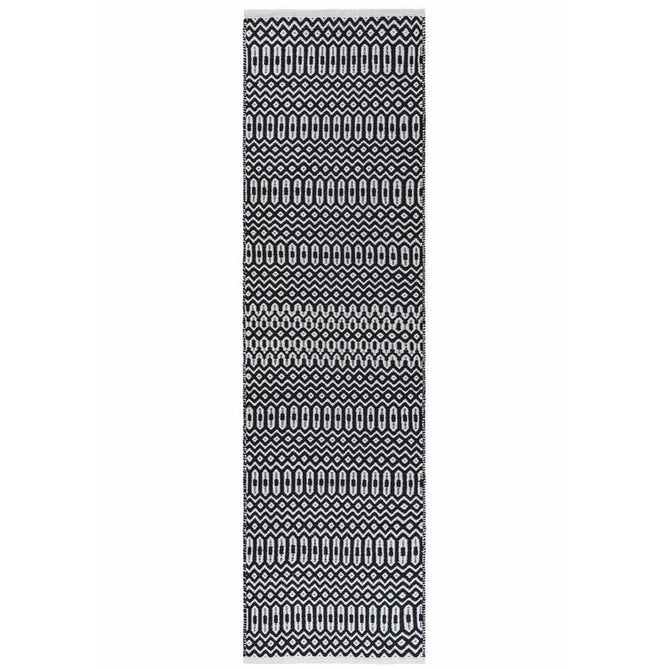Halsey Modern Geometric Durable Stain-Resistant Weatherproof Flatweave In-Outdoor Black Runner-Asiatic Carpets-Rug Love - The Most Loved Rug Store