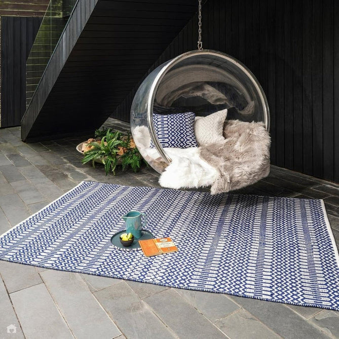Halsey Modern Geometric Durable Stain-Resistant Weatherproof Flatweave In-Outdoor Blue Rug-Asiatic Carpets-Rug Love - The Most Loved Rug Store