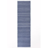 Halsey Modern Geometric Durable Stain-Resistant Weatherproof Flatweave In-Outdoor Blue Runner