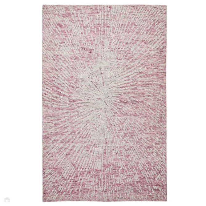 Hampton Burst Modern Abstract Distressed Hand-Woven Textured Wool Loop Pile Pink/Ivory Rug 200x285 cm