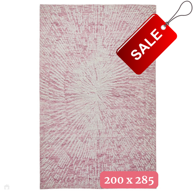 Hampton Burst Modern Abstract Distressed Hand-Woven Textured Wool Loop Pile Pink/Ivory Rug 200x285 cm
