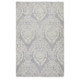 Hampton Damask Modern Abstract Distressed Hand-Woven Textured Wool Grey/Ivory Rug