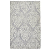 Hampton Damask Modern Abstract Distressed Hand-Woven Textured Wool Loop Pile Grey/Ivory Rug