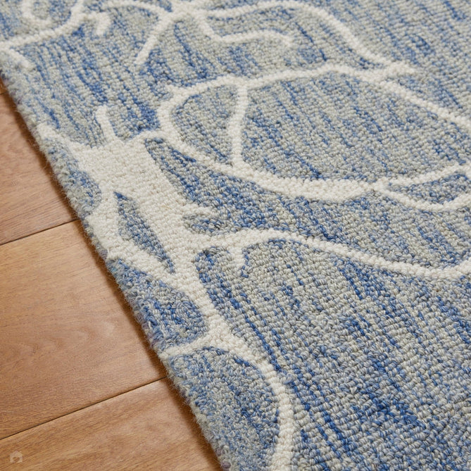 Hampton Sophie Modern Abstract Distressed Hand-Woven Textured Wool Loop Pile Blue/Ivory/Grey/Beige Rug-Melrose-Rug Love - The Most Loved Rug Store