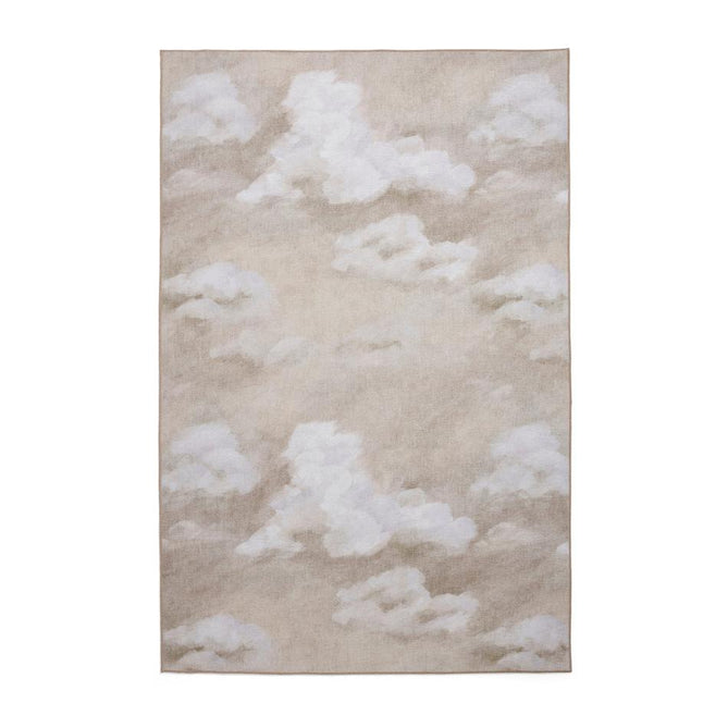 Washable Harlequin Air Golden Light Modern Floral Botanical Textured Lightweight Printed Recycled Polyester Flatweave Golden Beige/Ivory Rug