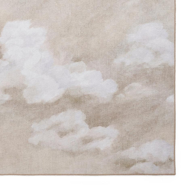 Washable Harlequin Air Golden Light Modern Floral Botanical Textured Lightweight Printed Recycled Polyester Flatweave Golden Beige/Ivory Rug