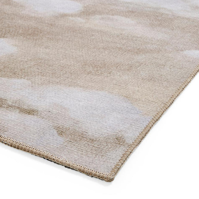 Washable Harlequin Air Golden Light Modern Floral Botanical Textured Lightweight Printed Recycled Polyester Flatweave Golden Beige/Ivory Rug