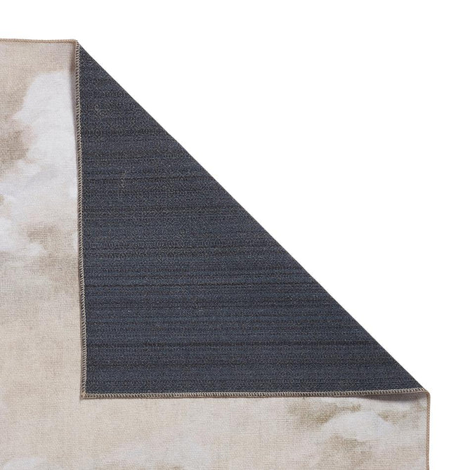 Washable Harlequin Air Golden Light Modern Floral Botanical Textured Lightweight Printed Recycled Polyester Flatweave Golden Beige/Ivory Rug