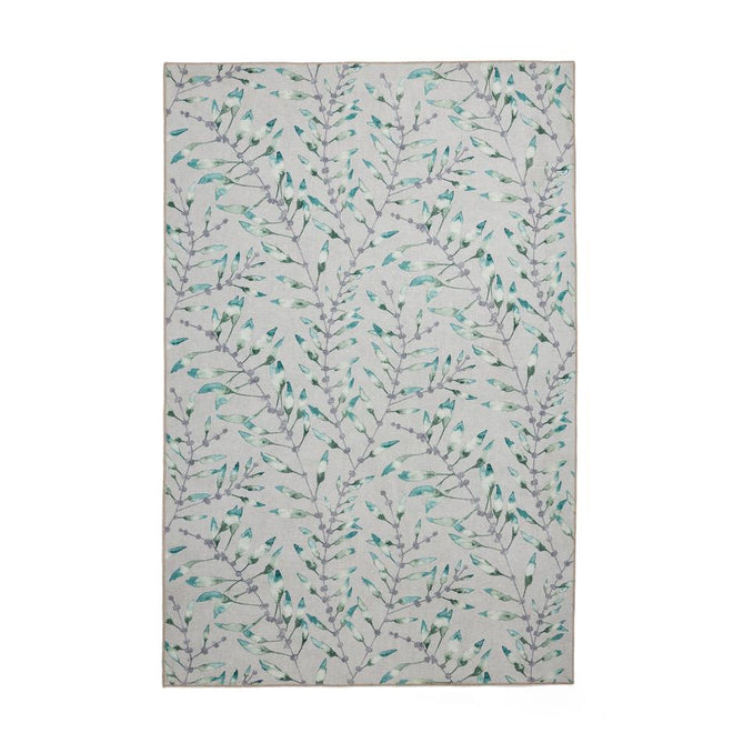 Washable Harlequin Chaconia Putty Forest Modern Floral Botanical Textured Lightweight Printed Recycled Polyester Flatweave Putty Beige/Sage/Emerald/Teal Blue Runner