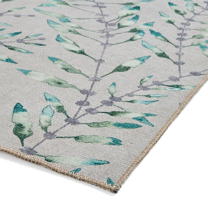 Washable Harlequin Chaconia Putty Forest Modern Floral Botanical Textured Lightweight Printed Recycled Polyester Flatweave Putty Beige/Sage/Emerald/Teal Blue Runner