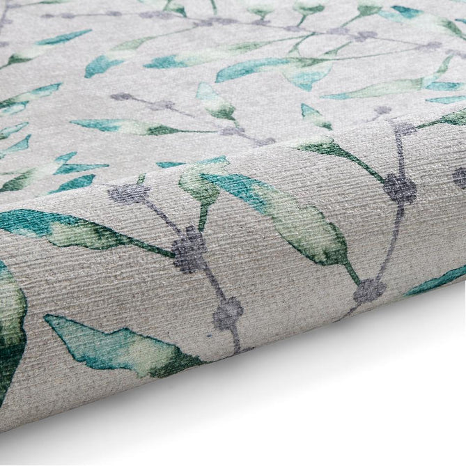 Washable Harlequin Chaconia Putty Forest Modern Floral Botanical Textured Lightweight Printed Recycled Polyester Flatweave Putty Beige/Sage/Emerald/Teal Blue Runner