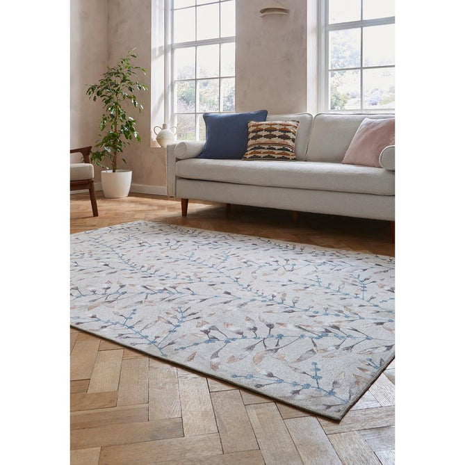 Washable Harlequin Chaconia Stone Russet Modern Floral Botanical Textured Lightweight Printed Recycled Polyester Flatweave Stone Beige/Russet Brown/Pale Taupe/Slate Blue Rug