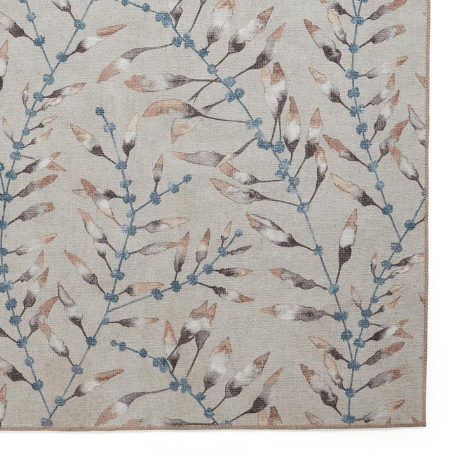 Washable Harlequin Chaconia Stone Russet Modern Floral Botanical Textured Lightweight Printed Recycled Polyester Flatweave Stone Beige/Russet Brown/Pale Taupe/Slate Blue Runner